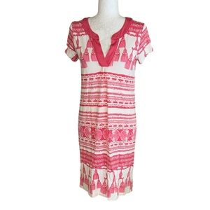 Lilly Pulitzer Silk Blend Knit Pink Red & Cream Tassel Print Mini Dress - XS